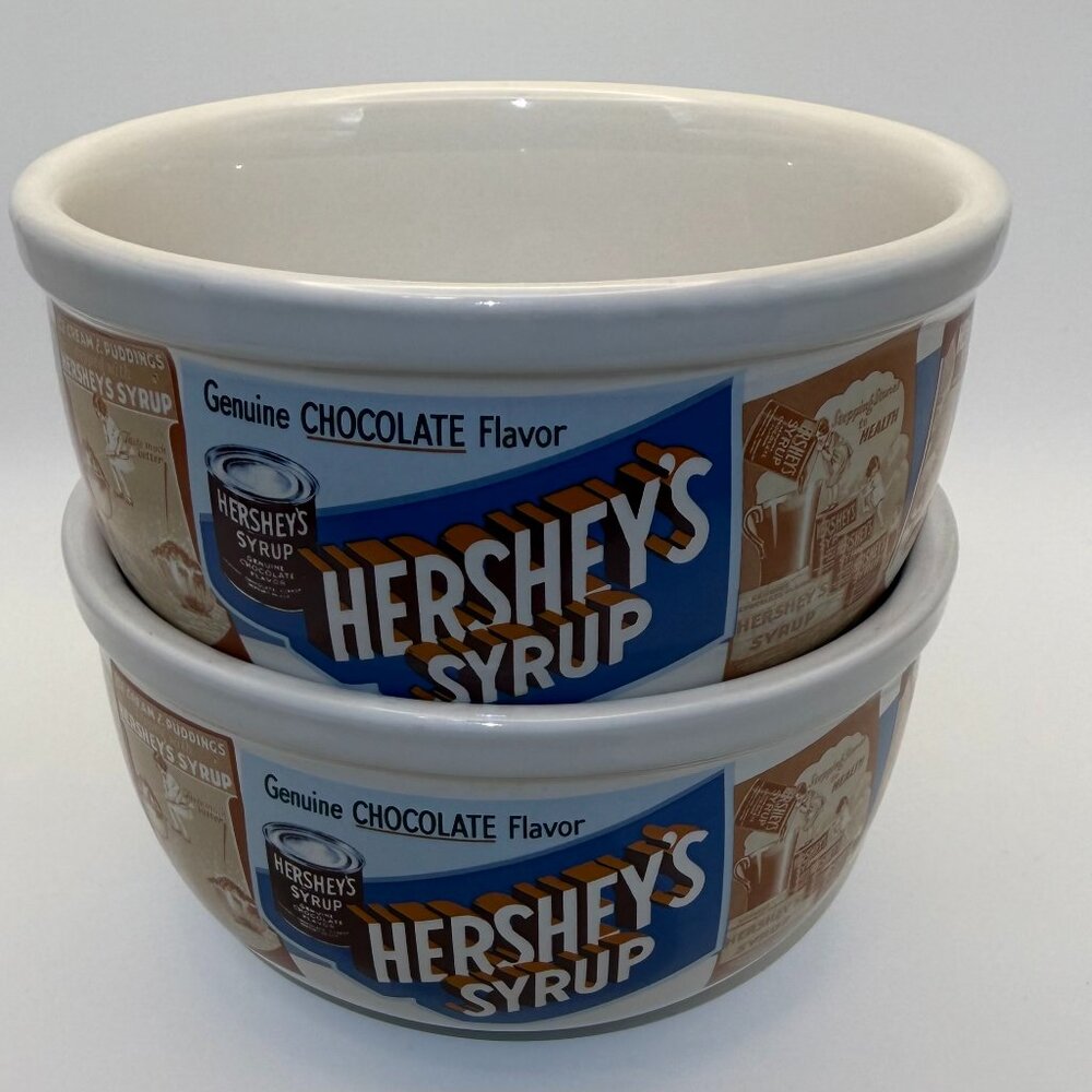 2 HERSHEY'S Syrup Ceramic Stoneware Cereal/Soup Bowls Houston Harvest